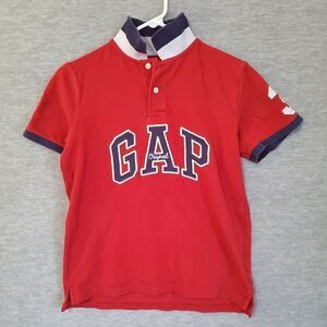 Gap Polo Kids XL Red Logo Spellout Pique Shirt